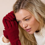 Bow Knitted Gloves In Red