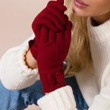 Bow Knitted Gloves In Red