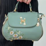 Embroidered shoulder bag With Zip Charms