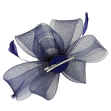 Flower & Feathers Fascinator Hat with Headband & Clip in Navy - svnx