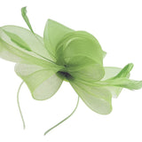 Flower & Feathers Fascinator Hat with Headband & Clip in Green - svnx