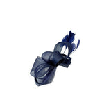 Bow Shaped Fascinator with Satin Loops & Feathers in Navy - svnx