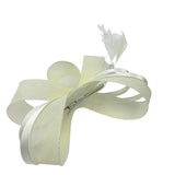 Bow Shaped Fascinator with Satin Loops & Feathers in Cream - svnx