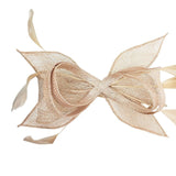 Bow Shaped Fascinator with Sinamay Curls & Feathers in Nude - svnx