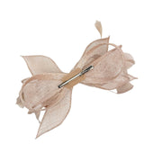 Bow Shaped Fascinator with Sinamay Curls & Feathers in Nude - svnx