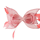 Bow Shaped Fascinator with Sinamay Curls & Feathers in Pink - svnx