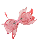 Bow Shaped Fascinator with Sinamay Curls & Feathers in Pink - svnx
