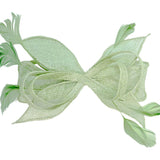 Bow Shaped Fascinator with Sinamay Curls & Feathers in Pastel Green - svnx