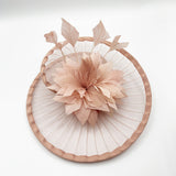 Spiral Circular Brim Fascinator with Feathers Burst in Pink - svnx