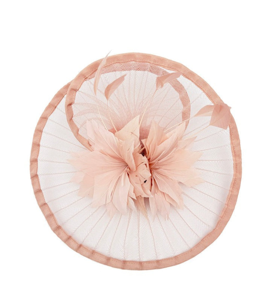Spiral Circular Brim Fascinator with Feathers Burst in Pink - svnx