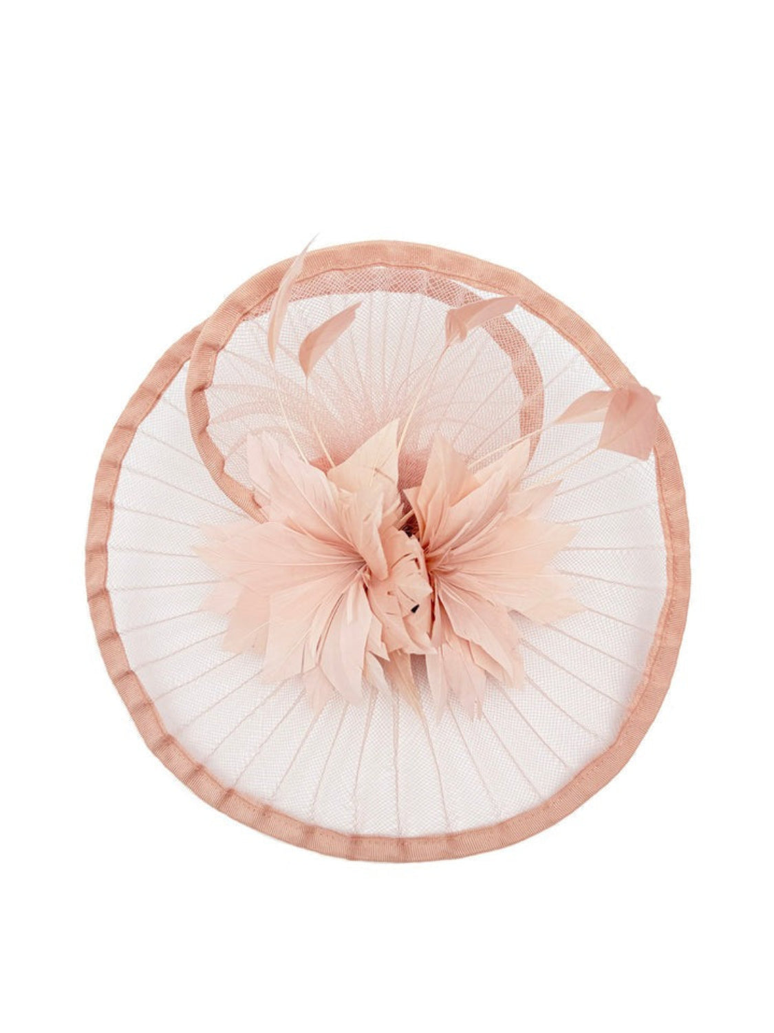 Spiral Circular Brim Fascinator with Feathers Burst in Pink - svnx