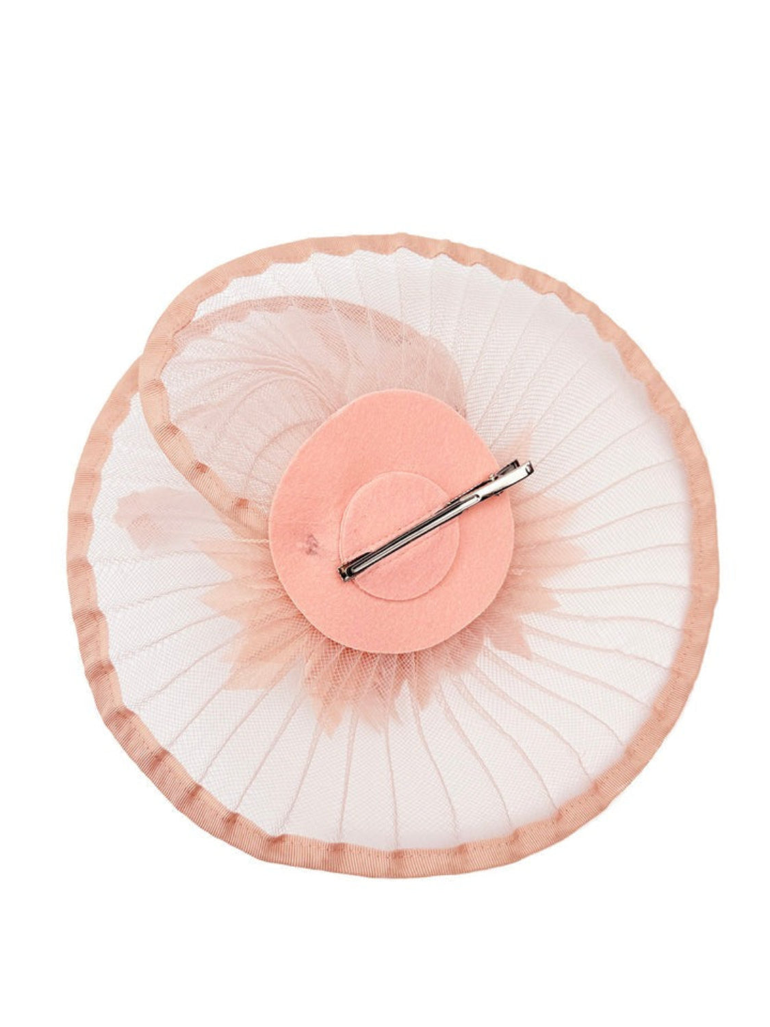 Spiral Circular Brim Fascinator with Feathers Burst in Pink - svnx