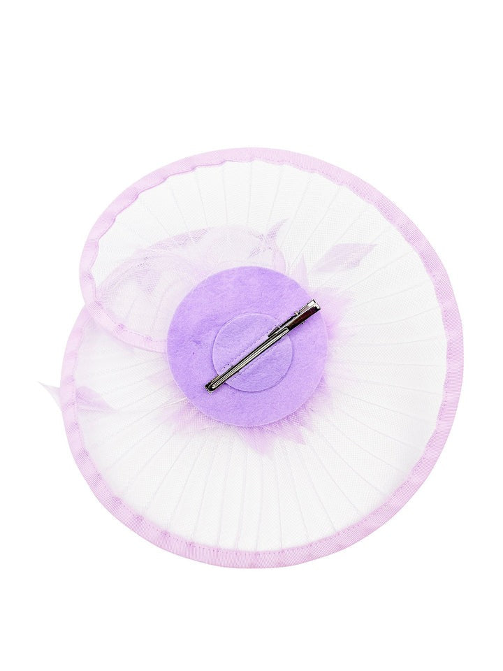 Spiral Circular Brim Fascinator with Feathers Burst in Lilac - svnx