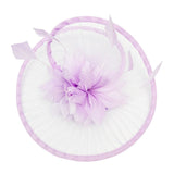 Spiral Circular Brim Fascinator with Feathers Burst in Lilac - svnx