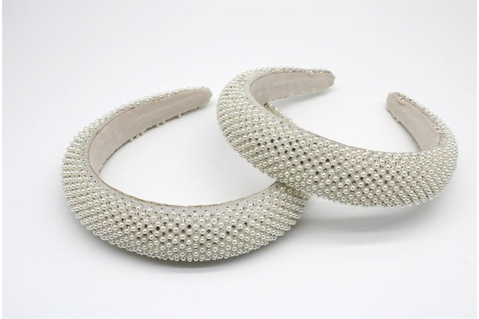 Ivory Pearls and Rhinestone Headband - svnx