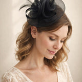 Floral Fascinator with A Wide Base in Black - svnx