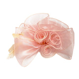 Rose Bouquet with Big Bow & Feather Fascinator in Pink - svnx
