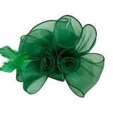 Rose Bouquet with Big Bow & Feather Fascinator in Dark Green - svnx