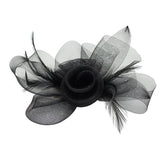 Folded Bow Fascinator with Tipped Feathers in Black - svnx