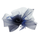 Folded Bow Fascinator with Tipped Feathers in Navy - svnx