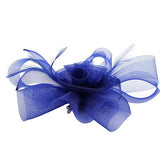 Folded Bow Fascinator with Tipped Feathers in Royal Blue - svnx