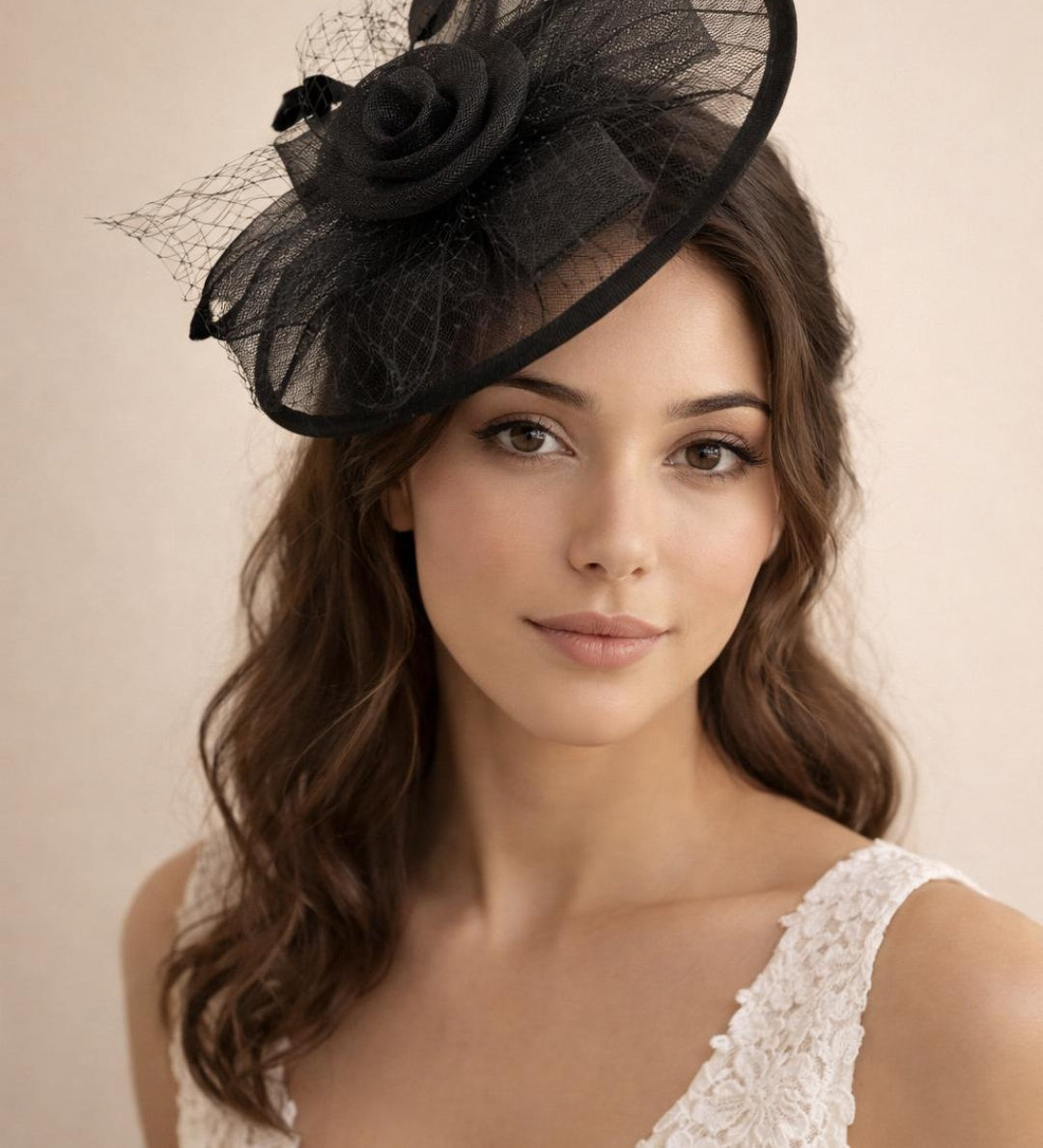 Floral Bow Mesh Detailing Fascinator in Black - svnx
