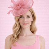 Floral Bow Mesh Detailing Fascinator in Pink - svnx