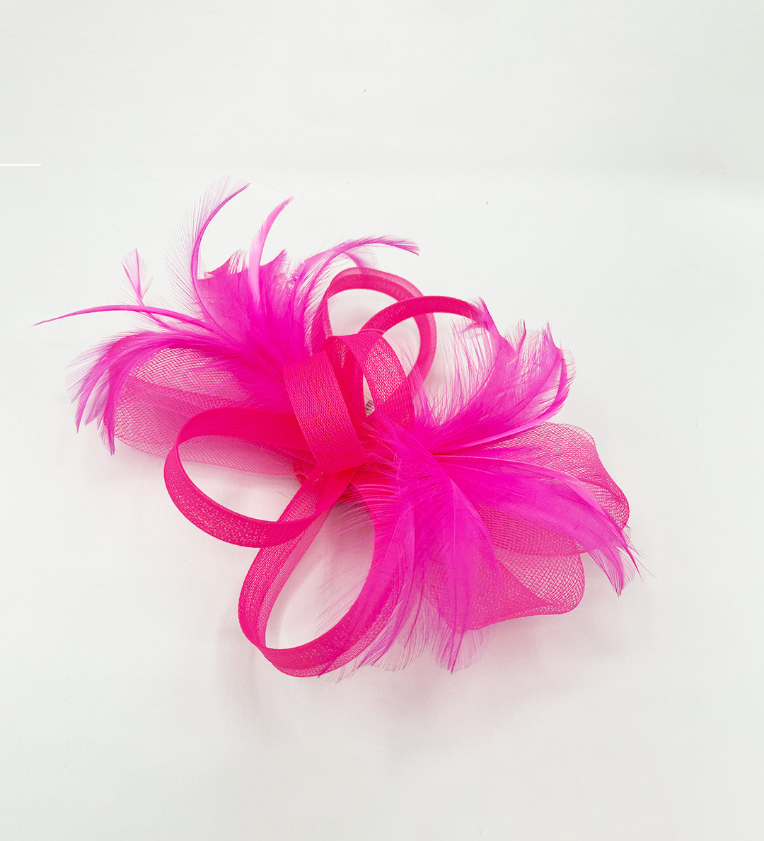 Bow Feather Fascinator in Hot Pink