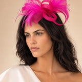 Bow Feather Fascinator in Hot Pink