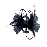 Bow Feather Fascinator in Navy