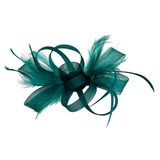 Bow Feather Fascinator in Dark Green