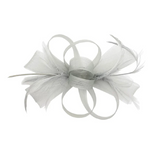 Bow Feather Fascinator in Sliver