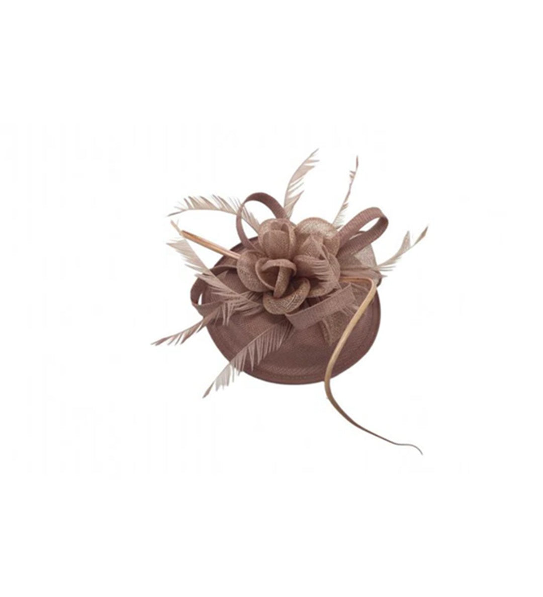 Gauze Swirl Flower Feather Fascinator in Pink
