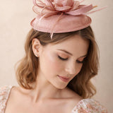Gauze Swirl Flower Feather Fascinator