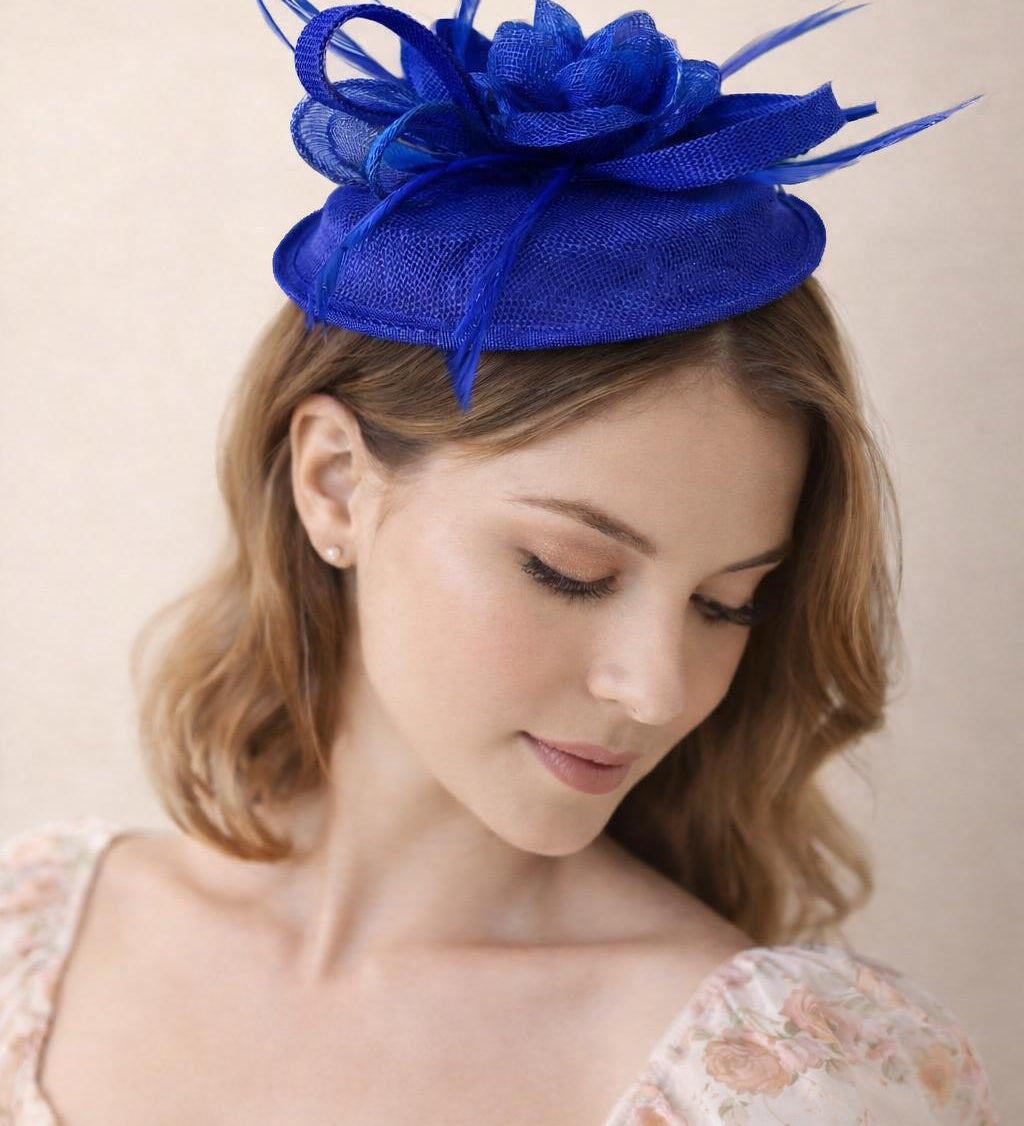 Gauze Swirl Flower Feather Fascinator