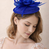 Gauze Swirl Flower Feather Fascinator