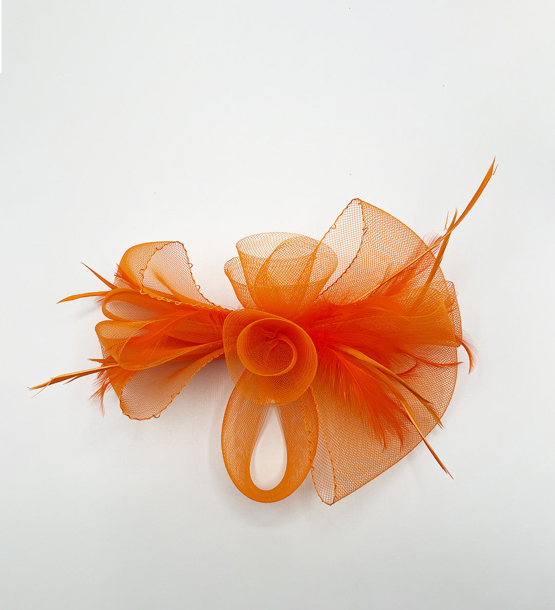 Knot Feather Fascinator in Orange