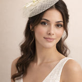 Feather Bloom Mesh Fascinator in Cream