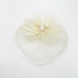 Feather Bloom Mesh Fascinator in Cream