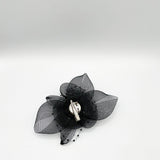 Rosette Fascinator & Brooch in Black
