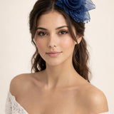 Rosette Fascinator & Brooch in Navy