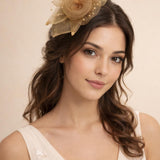Rosette Fascinator & Brooch in Gold