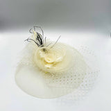 Feather & Polka Veil Fascinator in Cream