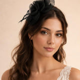 Rosette Bow Fascinator in Black