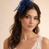 Rosette Bow Fascinator in Navy