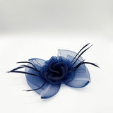 Rosette Bow Fascinator in Navy