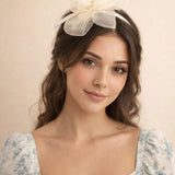 Rosette Bow Fascinator in Cream