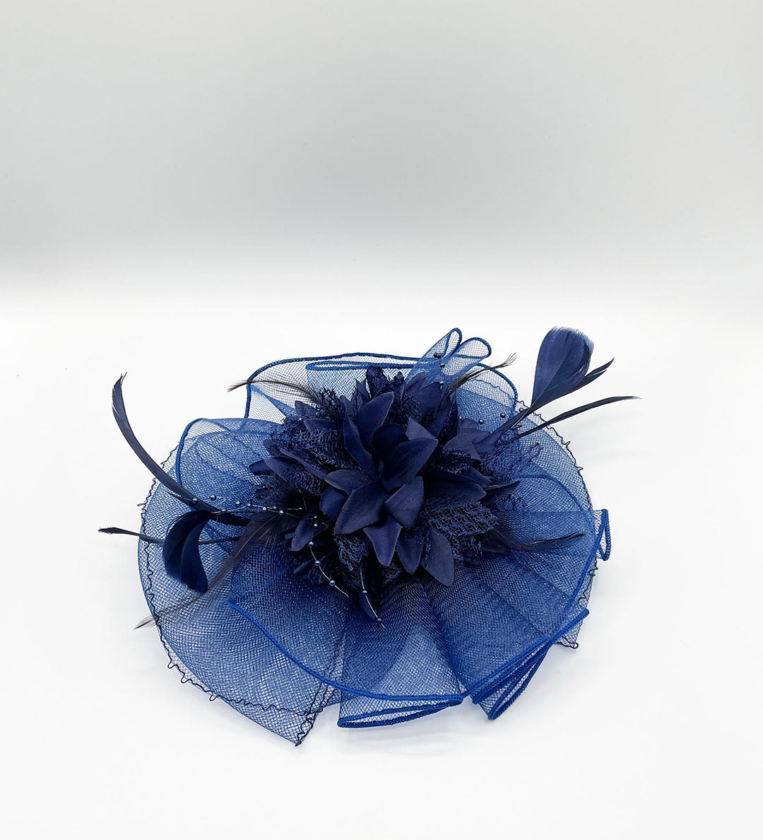 Feather Bloom Fascinator in Navy