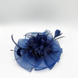 Feather Bloom Fascinator in Navy