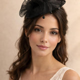 Feather & Bow Bloom Fascinator in Black